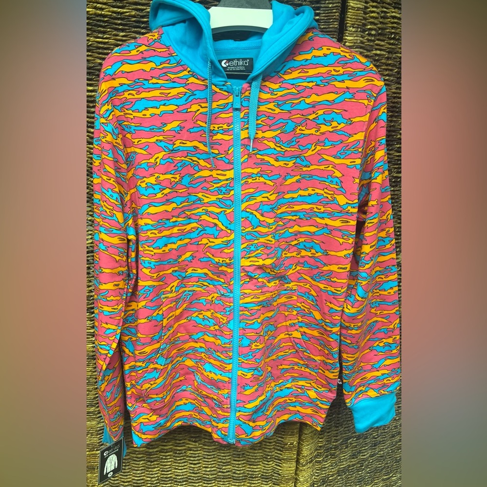 Ethika - Tiger Print‎ Multicolor Zip Hoodie- Mens New with tags, Size: Medium